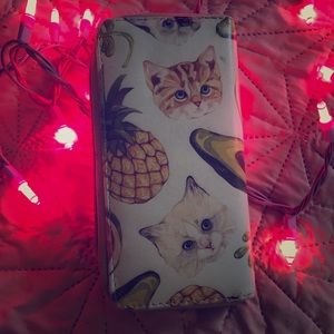 Avocado/tropical fruit and cats wallet!